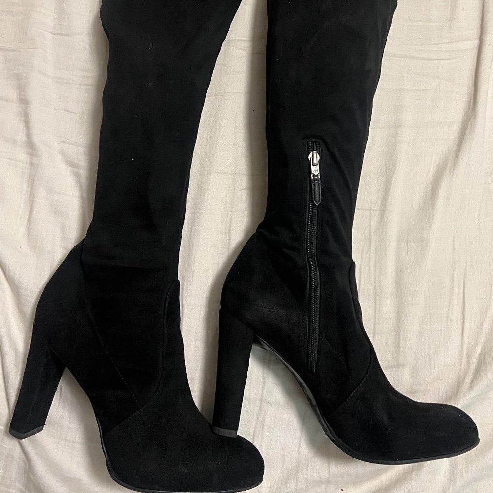 Black Over the Knee Suede Boots